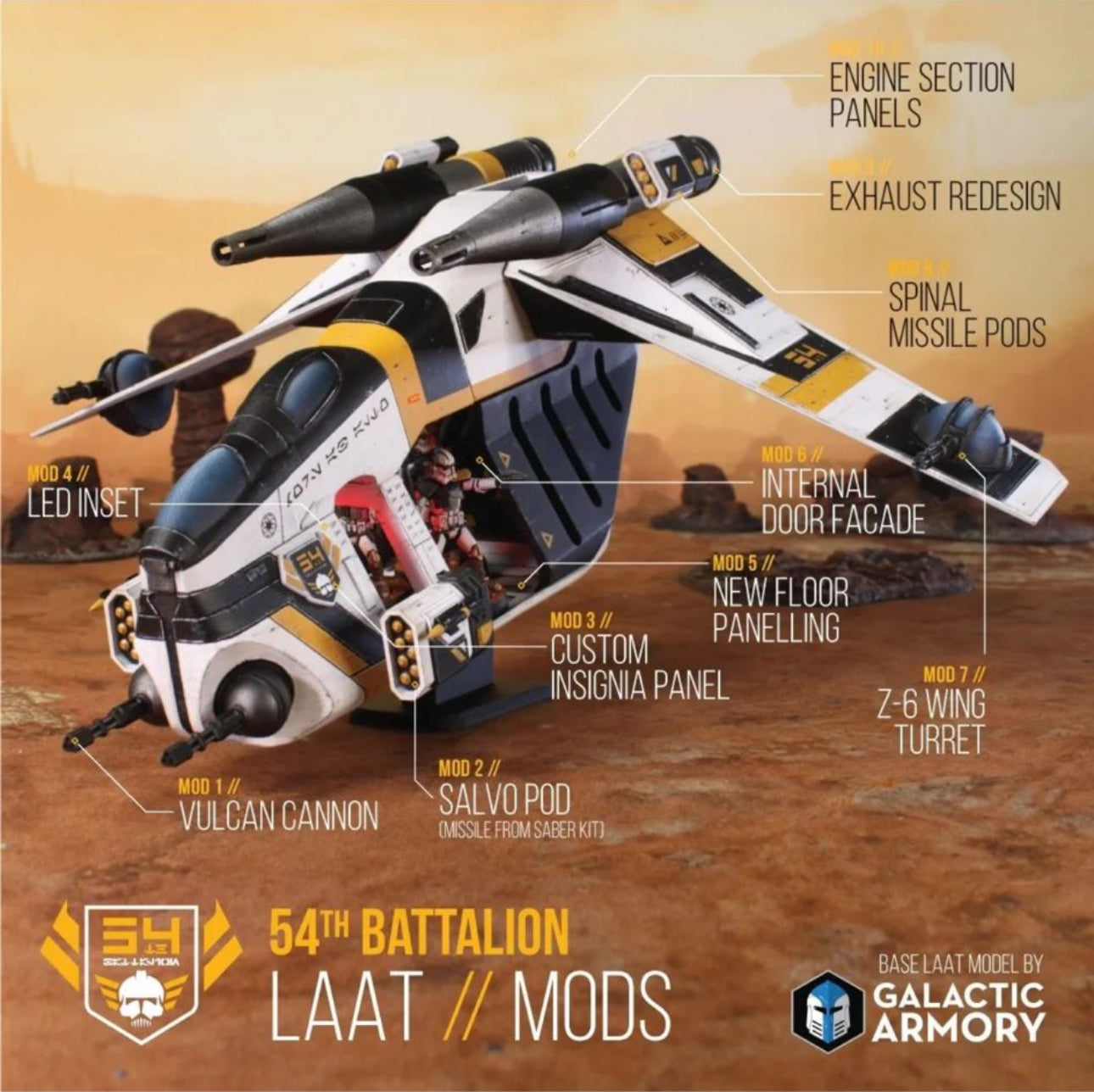 13857: LIMITED EDITION REPUBLIC GUNSHIP - 54TH BATALLION