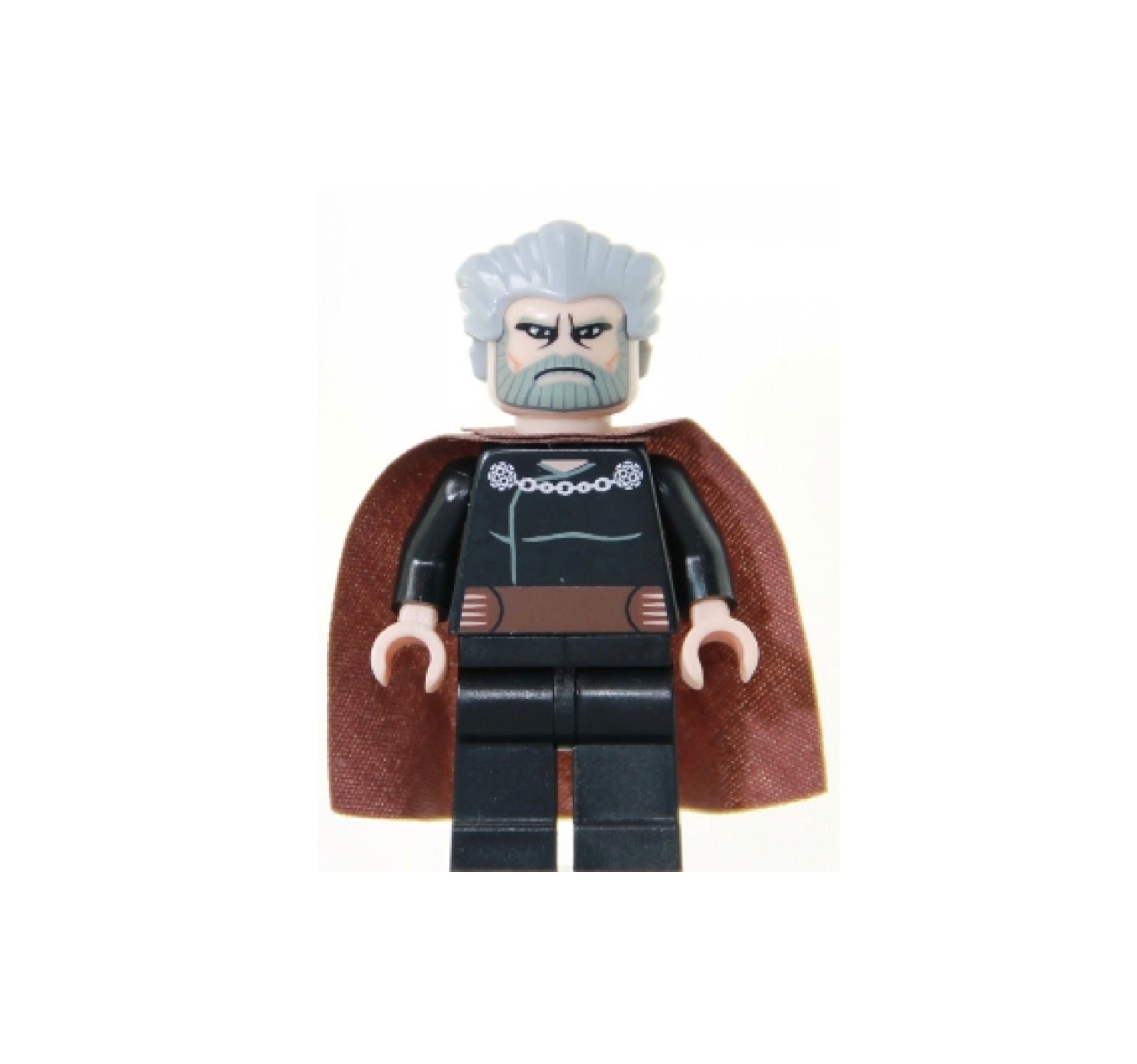 Count Dooku - Light Bluish Gray Swept Back Hair, Reddish Brown Cape, Large Eyes Item No: sw0224