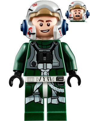 Rebel Pilot A-wing (Open Helmet, Dark Green Jumpsuit, Smile / Scared) (Arvel Crynyd) Item No: sw1092