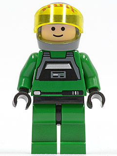 Rebel Pilot A-wing - Light Nougat Head, Trans-Yellow Visor, Green Jumpsuit Item No: sw0031b