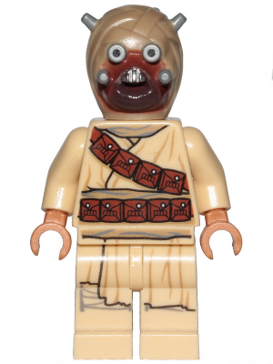 Tusken Raider - Dark Tan Head with Spikes, Diagonal Belt, Printed Legs Item No: sw1074