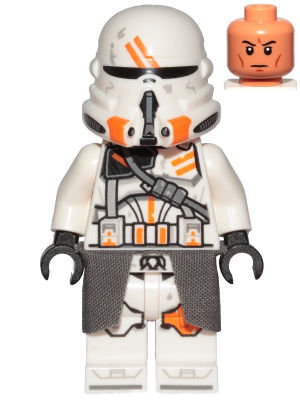 Clone Airborne Trooper, 212th Attack Battalion (Phase 2) - White Arms, Dirt Stains, Dark Bluish Gray Cloth Kama, Nougat Head Item No: sw1100