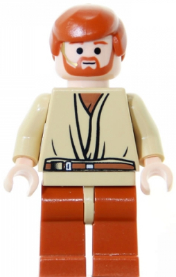 Obi-Wan Kenobi - Light Nougat, Dark Orange Hair and Legs, Gold Headset Item No: sw0152