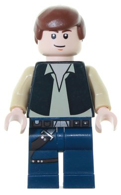 Han Solo - Black Vest over Tan Shirt, Dark Blue Legs with Belts Item No: sw0334