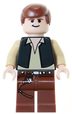 Han Solo - Black Vest over Tan Shirt, Reddish Brown Legs with Belts, Black Eyes Item No: sw0179