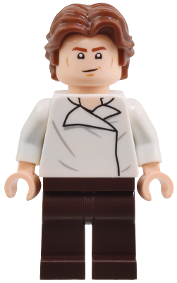 Han Solo - White Shirt with Wrinkles on Front and Back, Dark Brown Legs, Wavy Hair Item No: sw1371