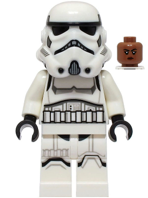 Imperial Stormtrooper - Female, Dual Molded Helmet with Light Bluish Gray Panels on Back, Shoulder Belts, Medium Brown Head Item No: sw1326
