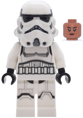 Imperial Stormtrooper - Female, Dual Molded Helmet with Light Bluish Gray Panels on Back, Shoulder Belts, Sienna Head Item No: sw1464