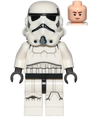 Imperial Stormtrooper - Male, Dual Molded Helmet with Light Bluish Gray Panels on Back, Light Nougat Head, Frown Item No: sw1137