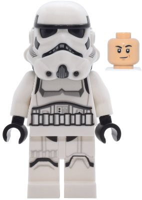 Imperial Stormtrooper - Male, Dual Molded Helmet with Light Bluish Gray Panels on Back, Shoulder Belts, Medium Tan Head Item No: sw1463