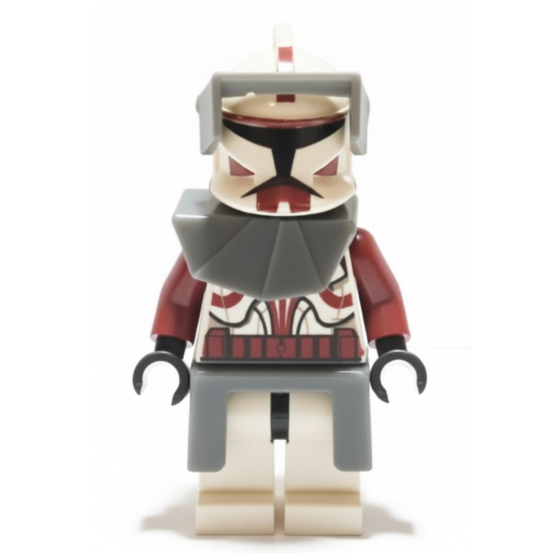 Clone Trooper Commander Fox, Coruscant Guard (Phase 1) - Dark Bluish Gray Visor, Pauldron, and Kama, Large Eyes, without Solid Light Bluish Gray Semicircle above Belt Item No: sw0202b