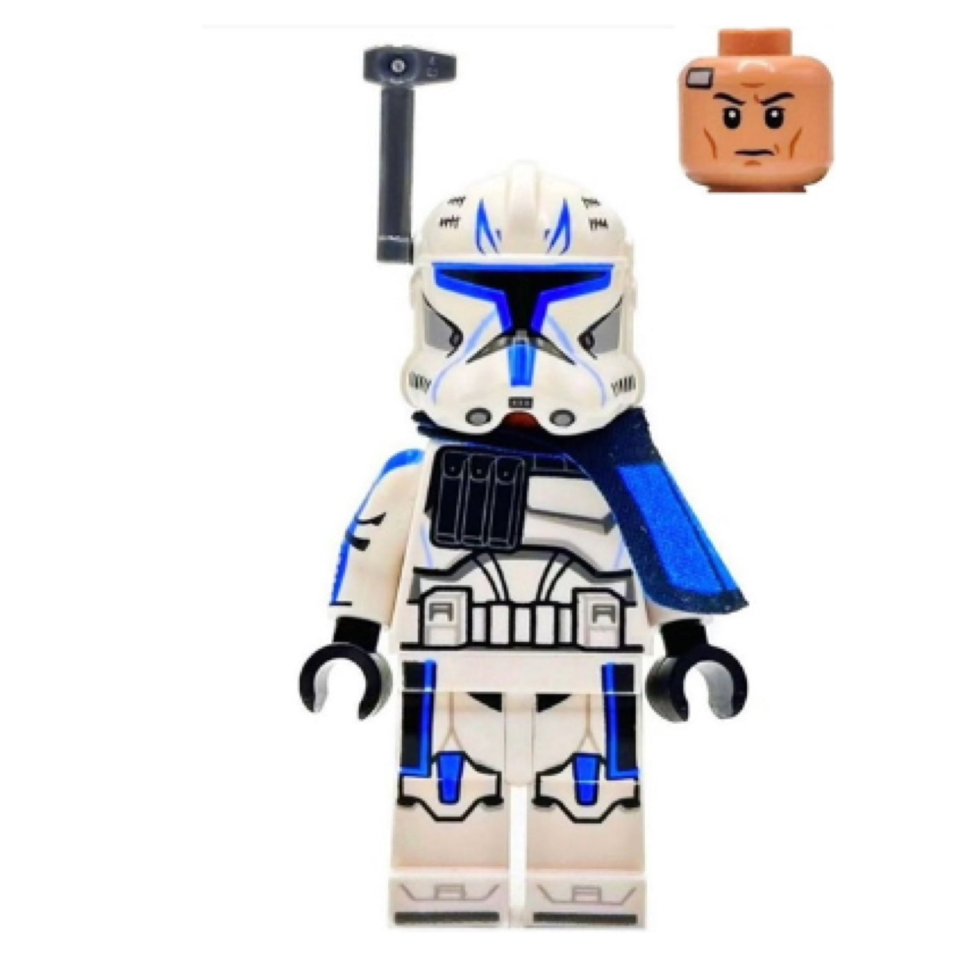 Clone Trooper Captain Rex, 501st Legion (Phase 2) - Blue Cloth Pauldron, Rangefinder, Printed White Arms Item No: sw1315
