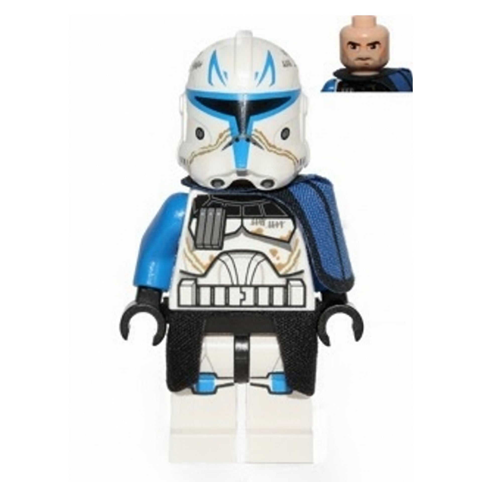 Clone Trooper Captain Rex, 501st Legion (Phase 2) - Blue Cloth Pauldron, Black Cloth Kama, Large Eyes Item No: sw0450