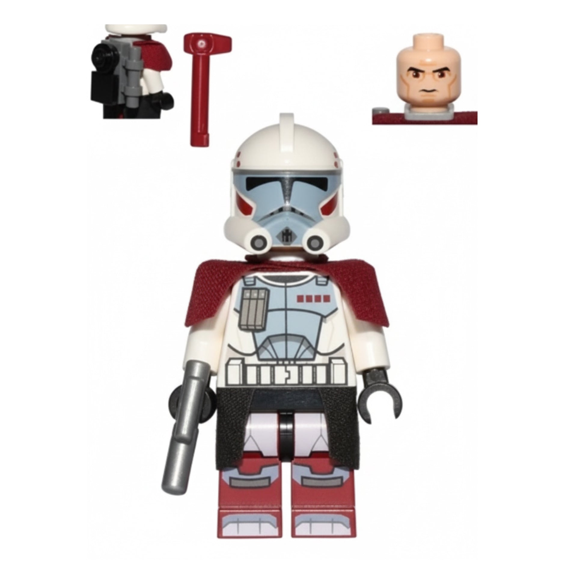 Clone ARC Trooper Hammer, Rancor Battalion (Phase 2) - Dark Red Cloth Pauldron, Black Cloth Kama, Large Eyes Item No: sw0377