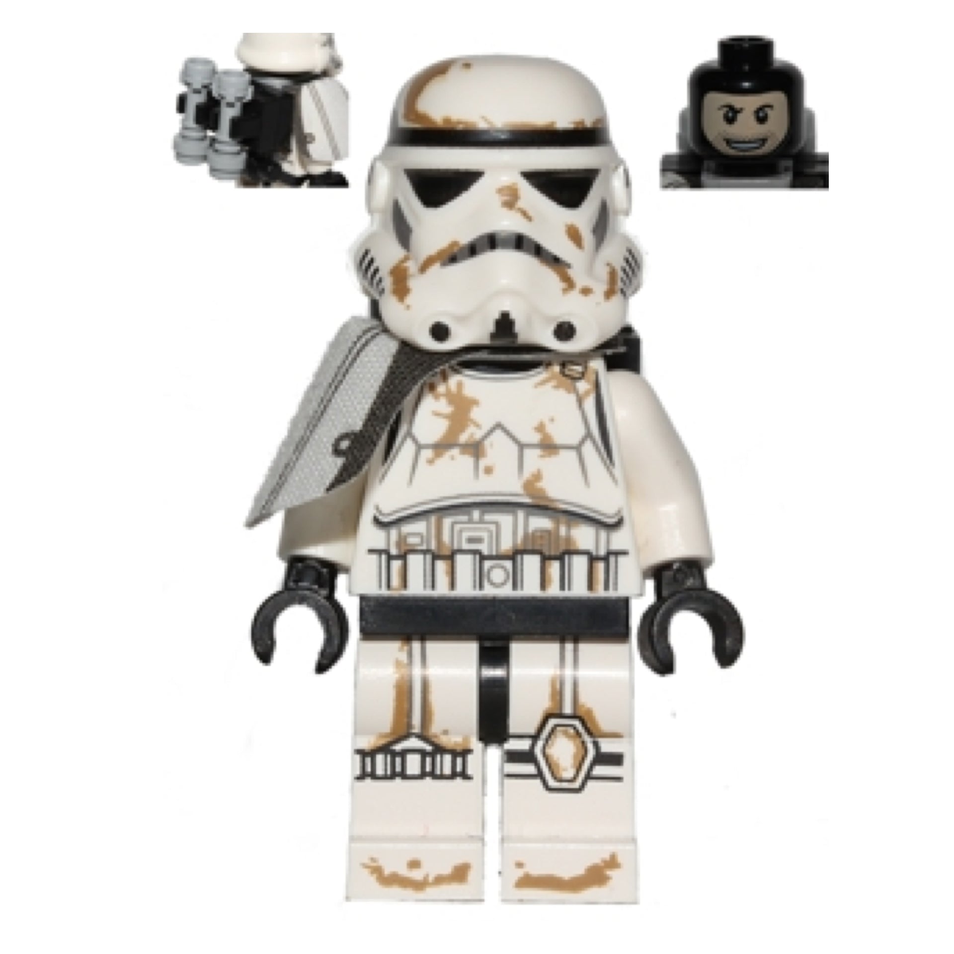 Sandtrooper - White Pauldron, Survival Backpack, Dirt Stains, Balaclava Head Print and Helmet with Dotted Mouth Pattern Item No: sw0383