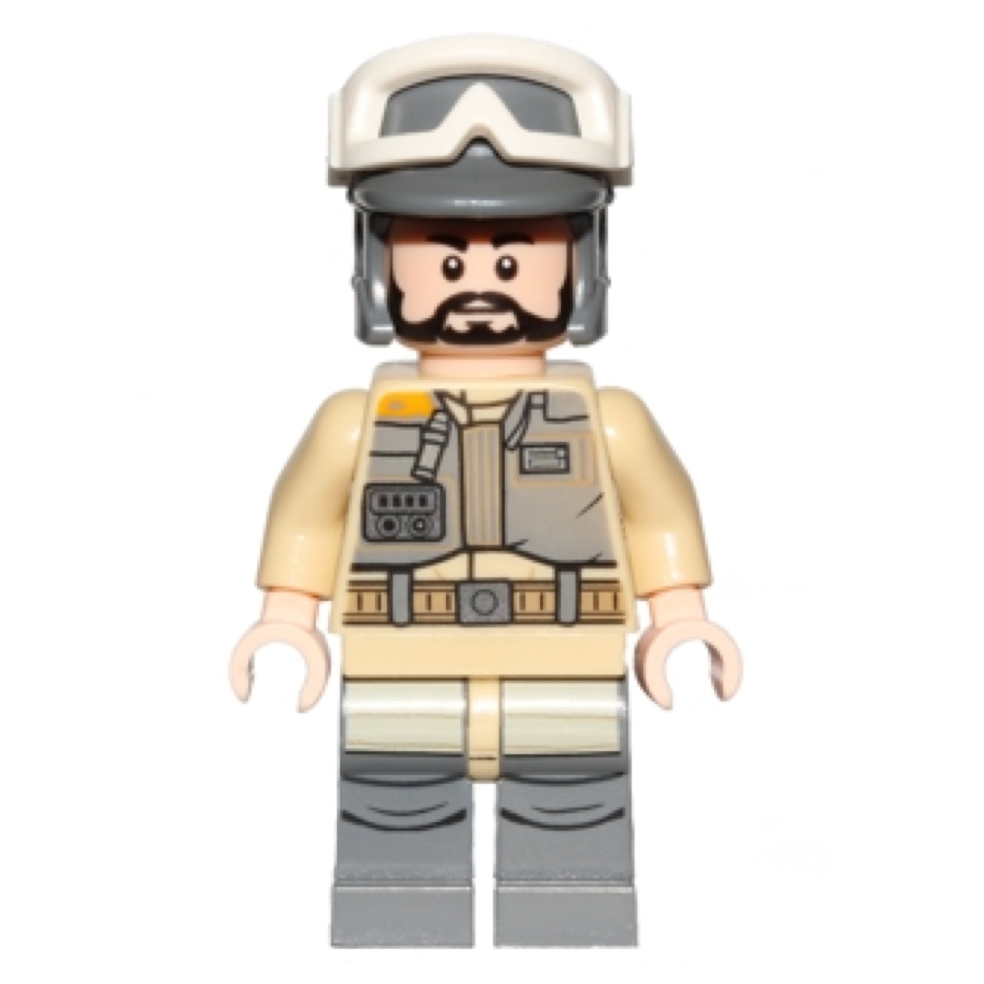 Rebel Trooper - White Goggles, Dark Bluish Gray Helmet, Black Beard (Private Kappehl) Item No: sw0803