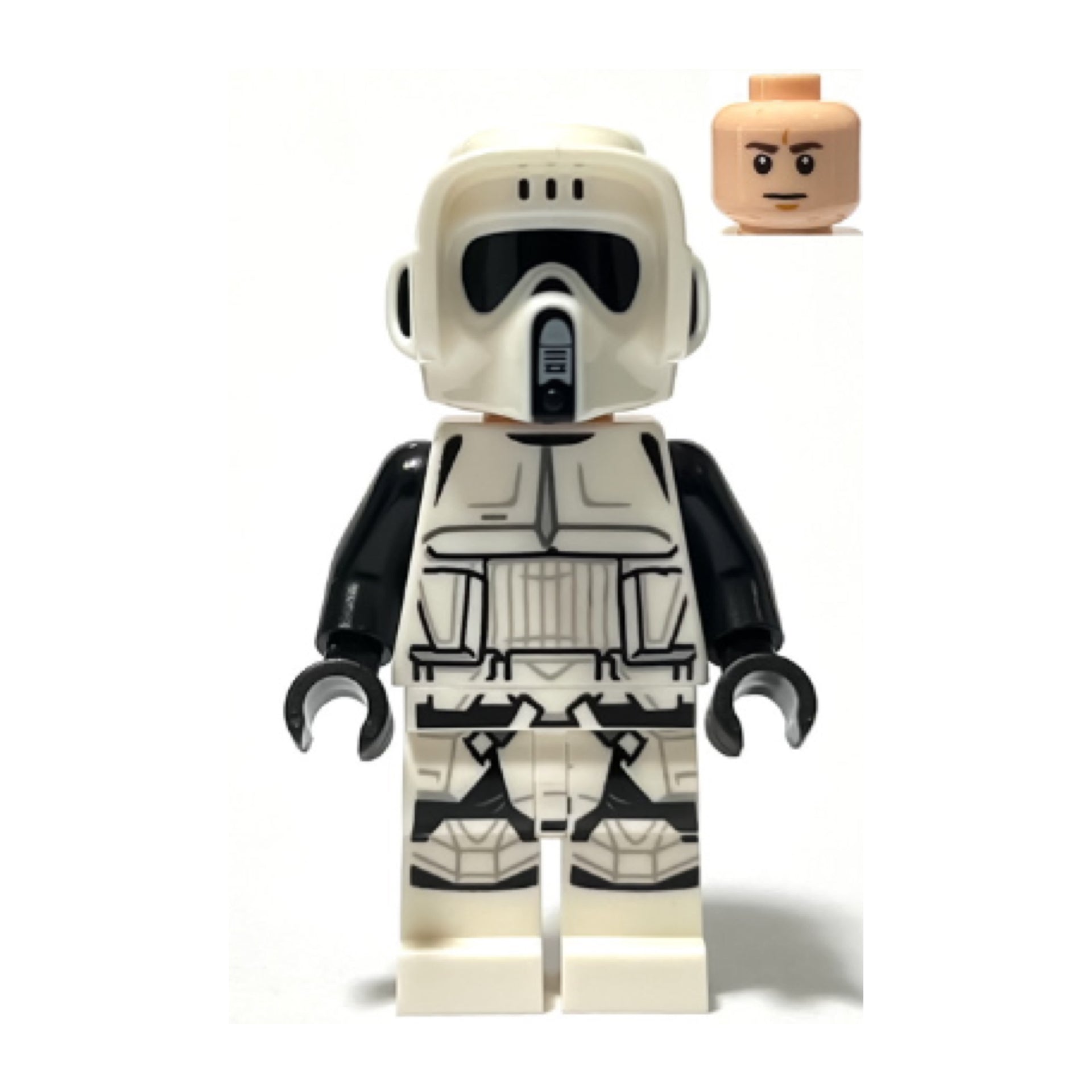 Imperial Scout Trooper - Male, Dual Molded Helmet, Light Nougat Head, Dark Brown Eyebrows, Frown Item No: sw1265
