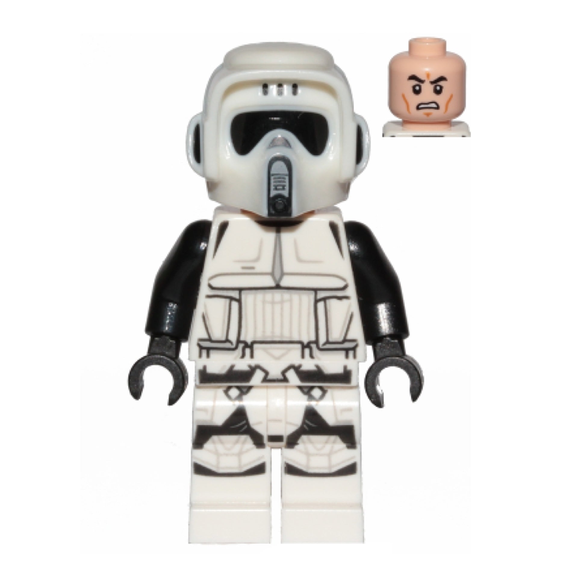 Imperial Scout Trooper - Male, Dual Molded Helmet, Light Nougat Head, Scowl Item No: sw100