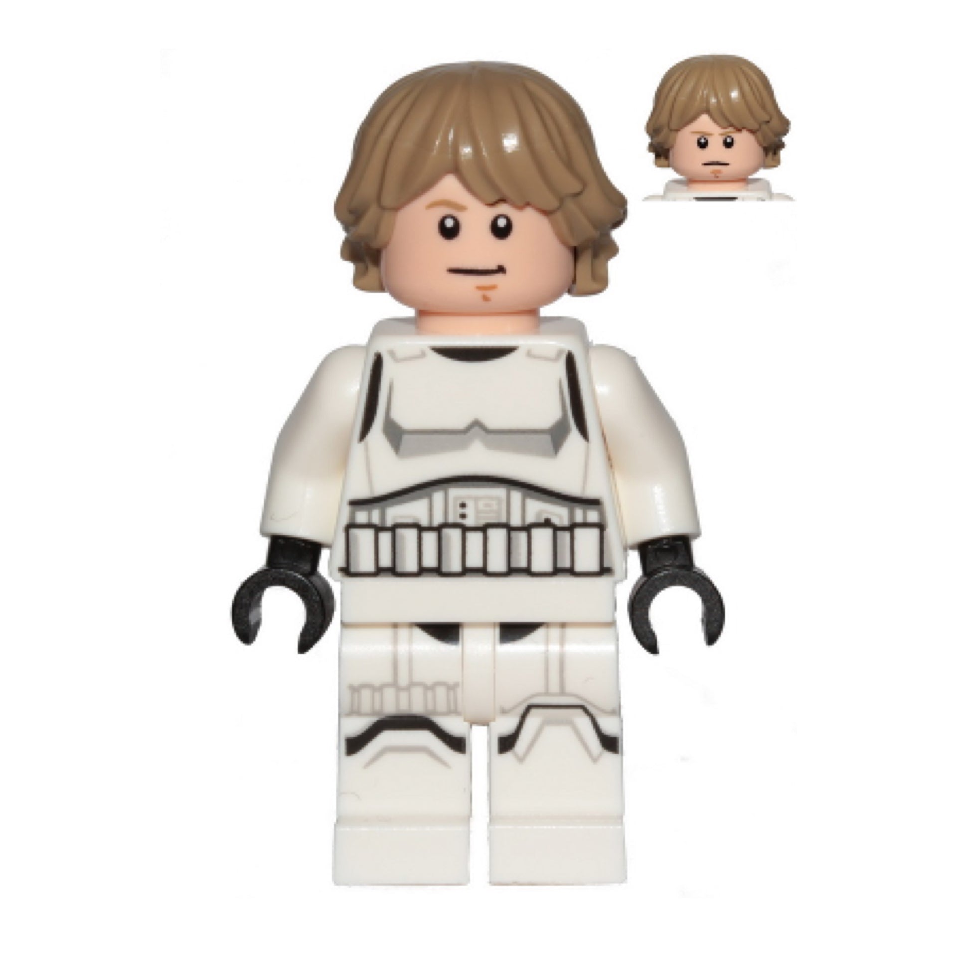Luke Skywalker - Stormtrooper Outfit, Printed Legs, Dark Tan Hair, Smile / Stern Item No: sw1203
