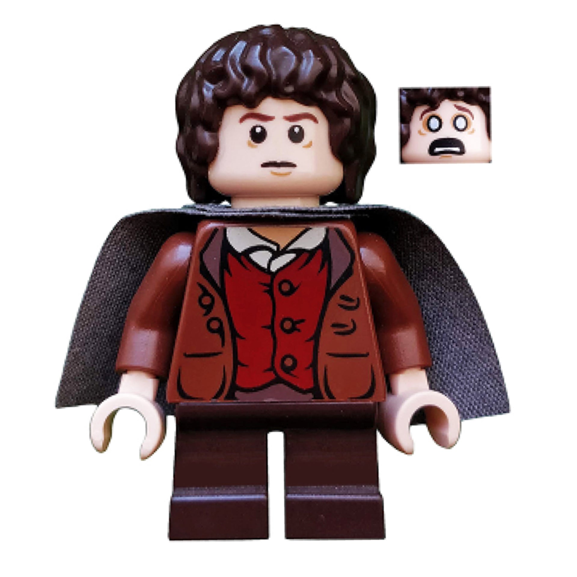 lor003 Frodo Baggins - Reddish Brown Jacket, Dark Brown Legs, Dark Bluish Gray Cape