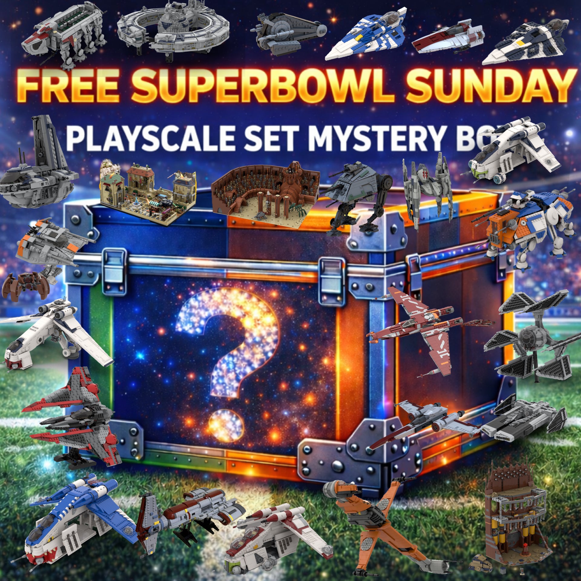 FREE SUPER BOWL SUNDAY MYSTERY BOX! PLAY-SCALE SET GUARANTEED! LIMIT 2 PER ORDER!