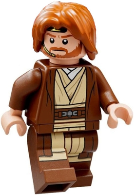 Obi-Wan Kenobi - Reddish Brown Robe, Dark Orange Mid-Length Tousled with Center Part Hair Item No: sw1220