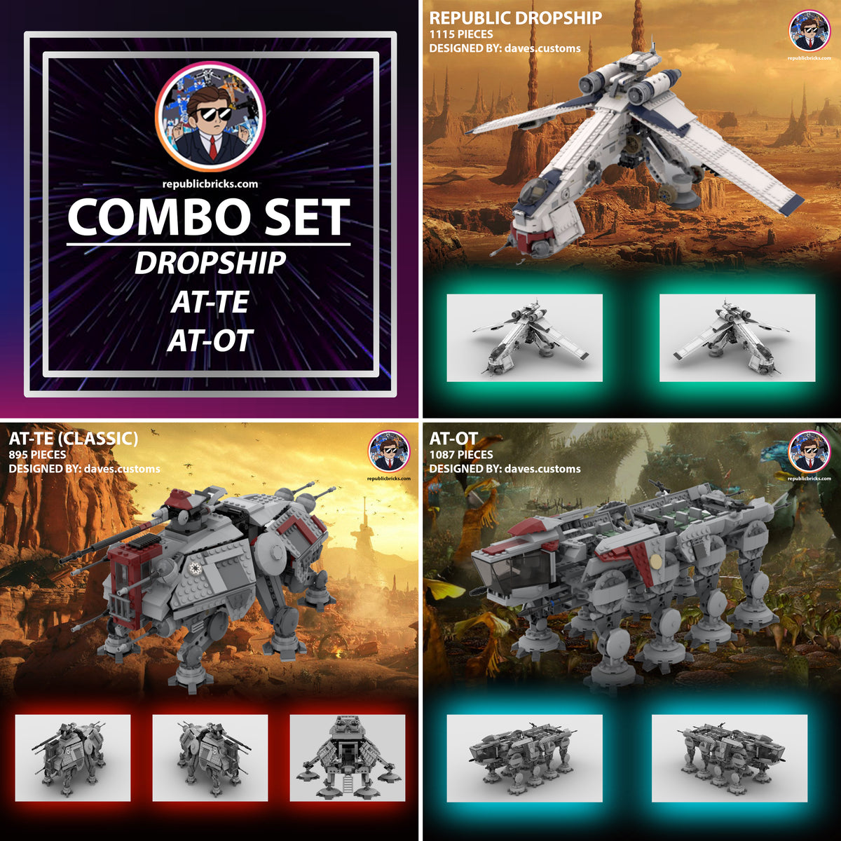 Star Wars Republic Dropship MOC 1307 Pezzi | Set Mattoncini Compatibili Lego®