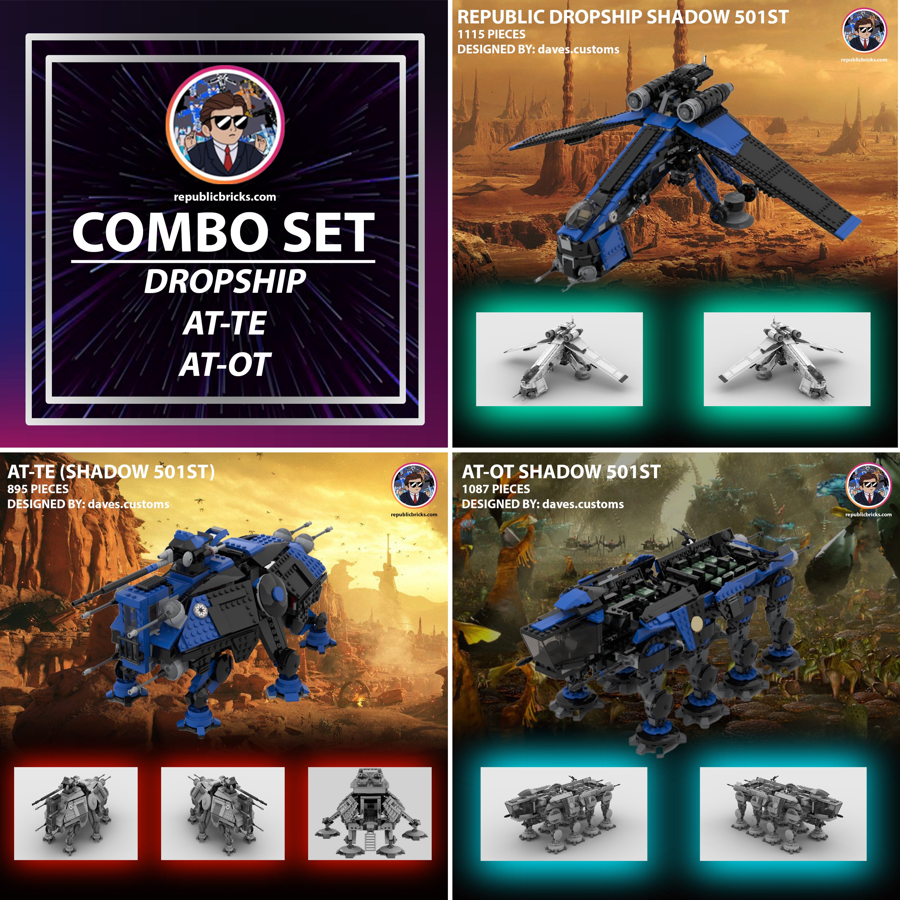 SHADOW 501ST DROPSHIP & AT-OT / AT-TE COMBO SET