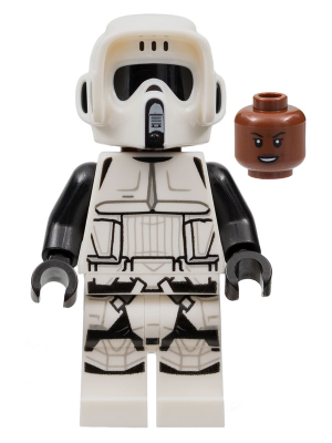 Imperial Scout Trooper - Female, Dual Molded Helmet, Reddish Brown Head, Open Mouth Smirk