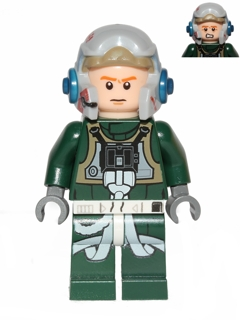 Rebel Pilot A-wing (Open Helmet, Dark Green Jumpsuit, Frown / Scared) (Arvel Crynyd) Item No: sw0437