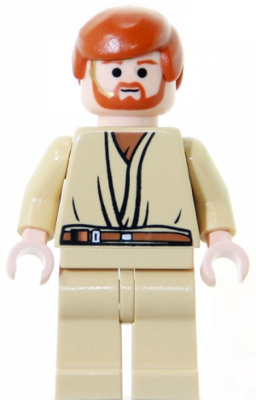 Obi-Wan Kenobi - Light Nougat, Dark Orange Hair, Tan Legs, Gold Headset Item No: sw0162