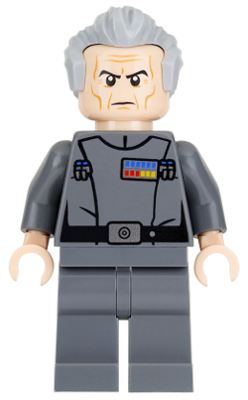 Grand Moff Wilhuff Tarkin - Dark Bluish Gray Uniform, Swept Back Hair, Black Eyebrows Item No: sw0770