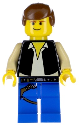 Han Solo - Yellow Head, Black Vest over Tan Shirt, Blue Legs with Belts Item No: sw0014