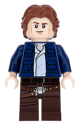 Han Solo, Dark Brown Legs with Holster Pattern, Dark Blue Jacket, Wavy Hair Item No: sw0879