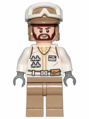 Hoth Rebel Trooper White Uniform, Dark Tan Legs (Brown Angular Beard) Item No: sw1008
