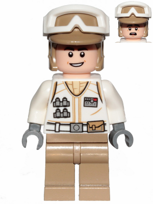 Hoth Rebel Trooper White Uniform, Dark Tan Legs (Open Mouth Smile) Item No: sw1016
