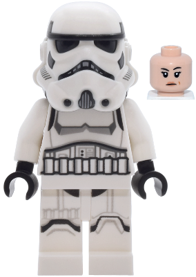 Imperial Stormtrooper - Female, Dual Molded Helmet with Light Bluish Gray Panels on Back, Shoulder Belts, Light Nougat Head Item No: sw1456
