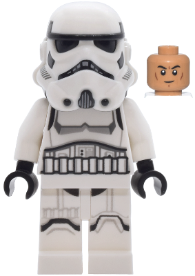 Imperial Stormtrooper - Male, Dual Molded Helmet with Light Bluish Gray Panels on Back, Shoulder Belts, Medium Nougat Head Item No: sw1455
