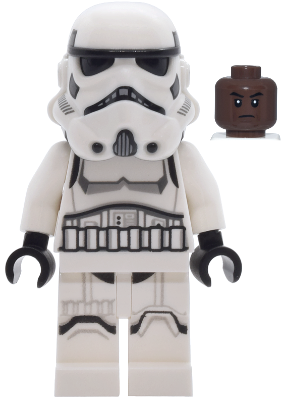 Imperial Stormtrooper - Male, Dual Molded Helmet with Light Bluish Gray Panels on Back, Shoulder Belts, Umber Head Item No: sw1454
