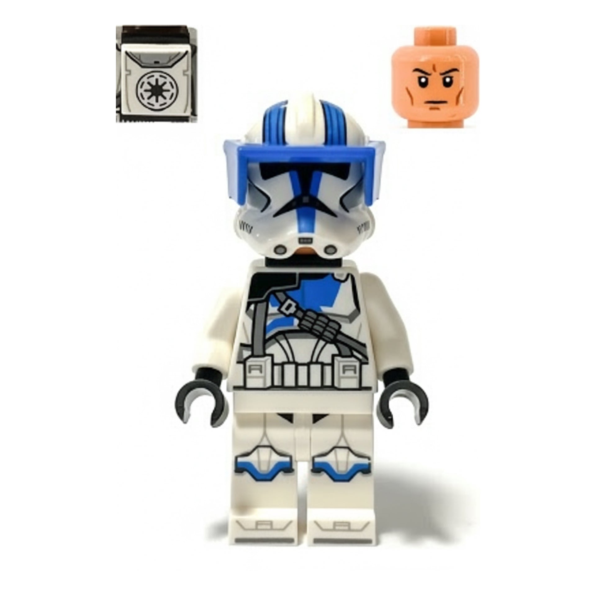 Clone Heavy Trooper, 501st Legion (Phase 2) - White Arms, Blue Visor, Backpack, Nougat Head, Helmet with Holes Item No: sw1247