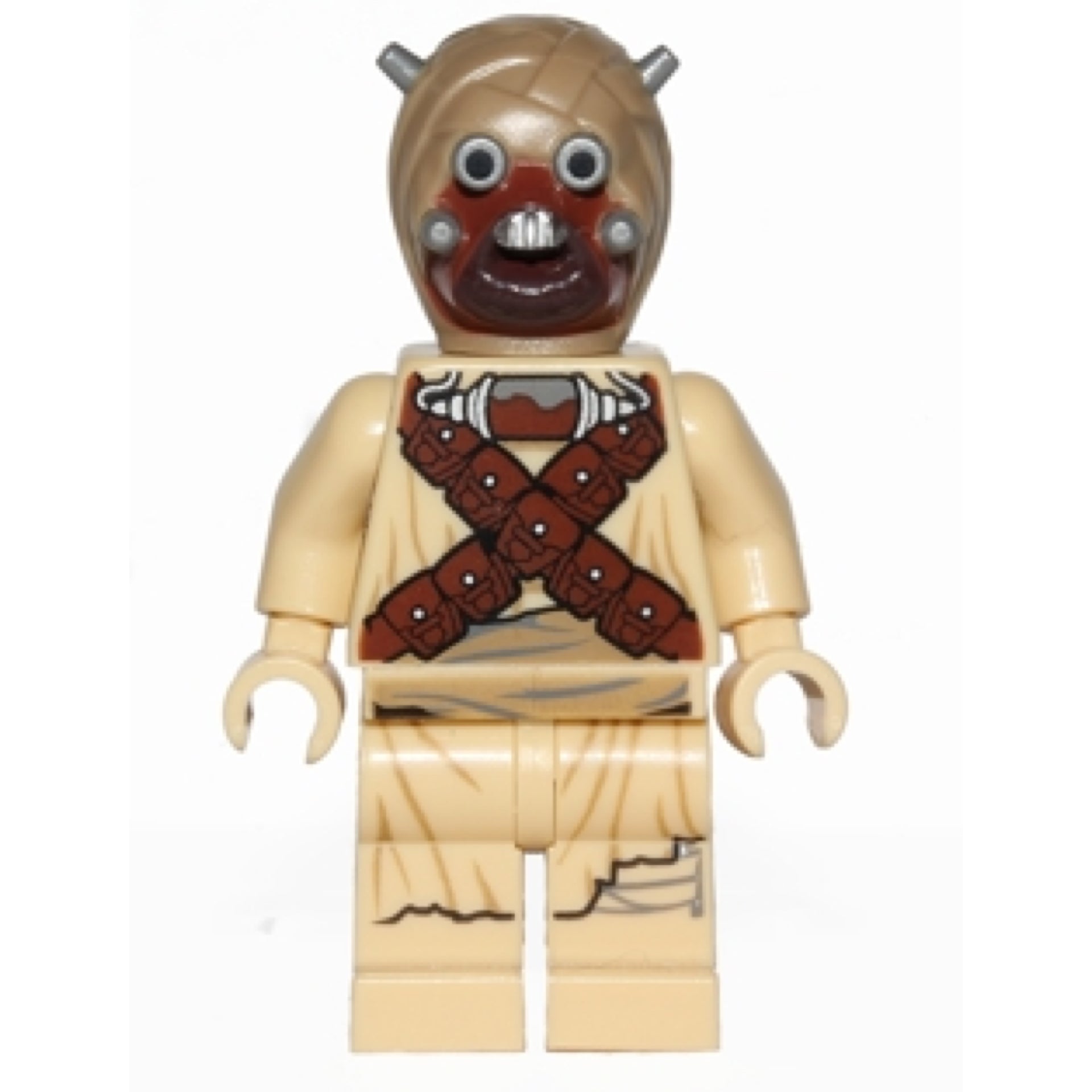 Tusken Raider - Dark Tan Head with Spikes, Crossed Belts, Printed Legs Item No: sw0620