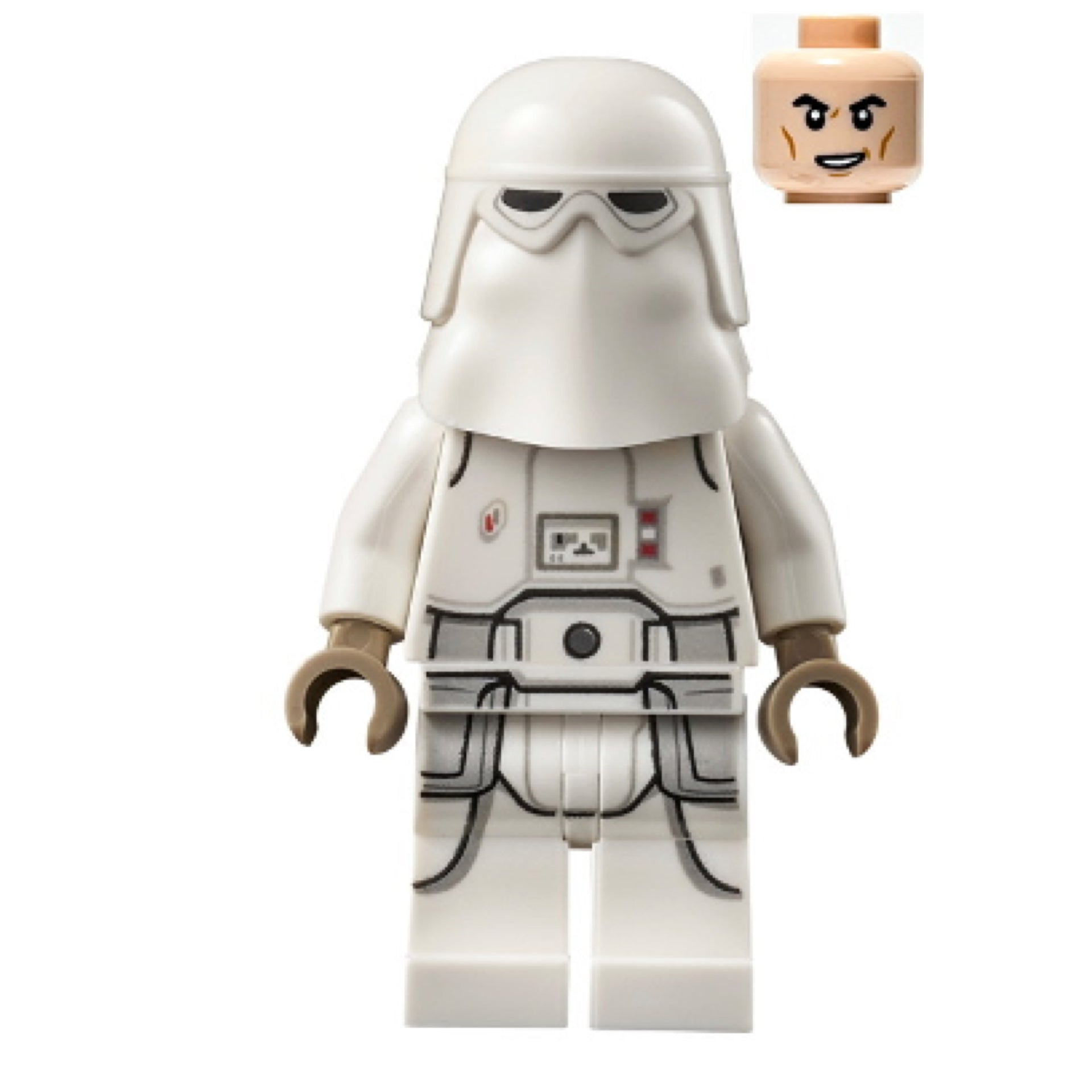Snowtrooper, Printed Legs, Dark Tan Hands, Cheek Lines, Lopsided Grin Item No: sw1181