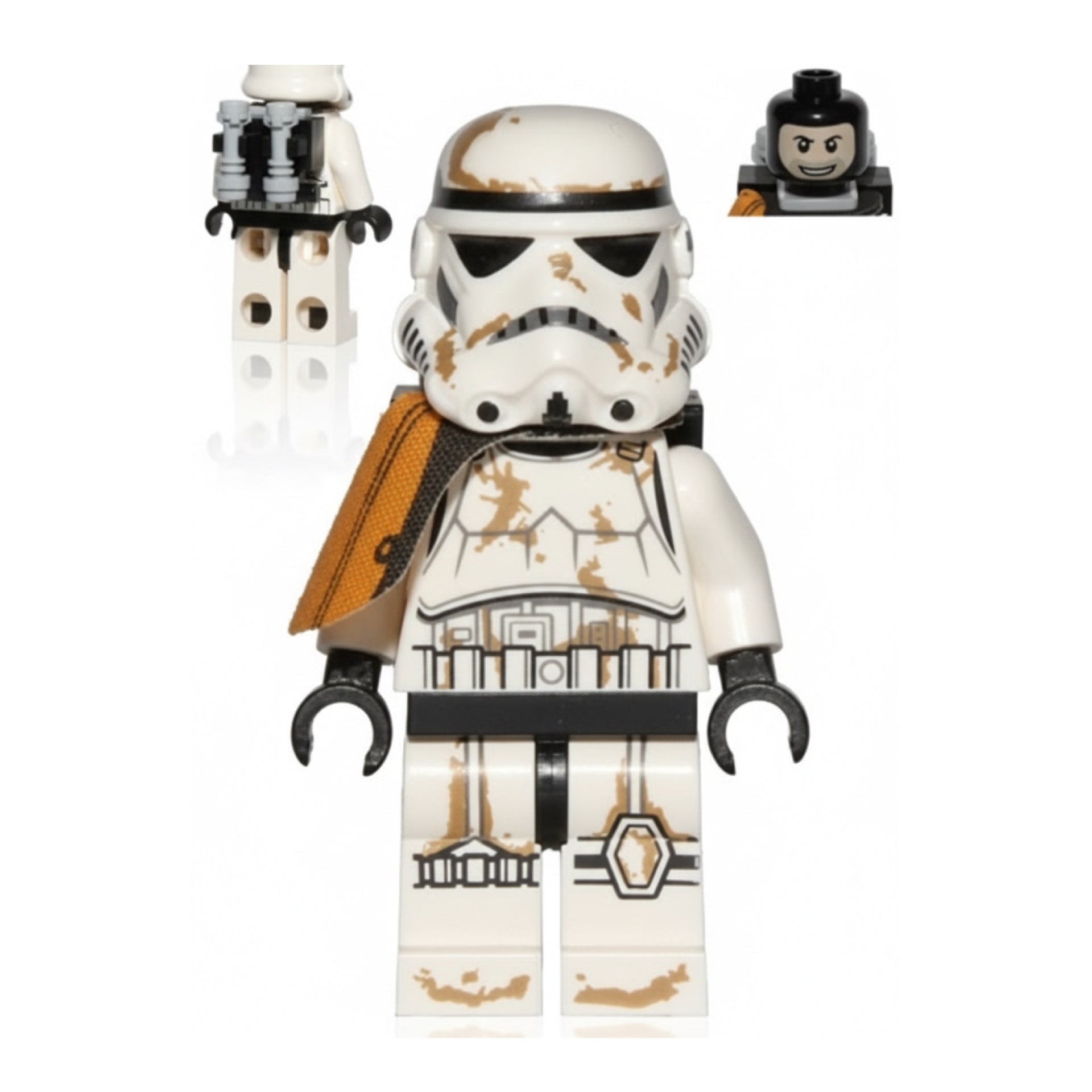 Sandtrooper - Orange Pauldron, Survival Backpack, Dirt Stains, Balaclava Head Print and Helmet with Dotted Mouth Pattern Item No: sw0364