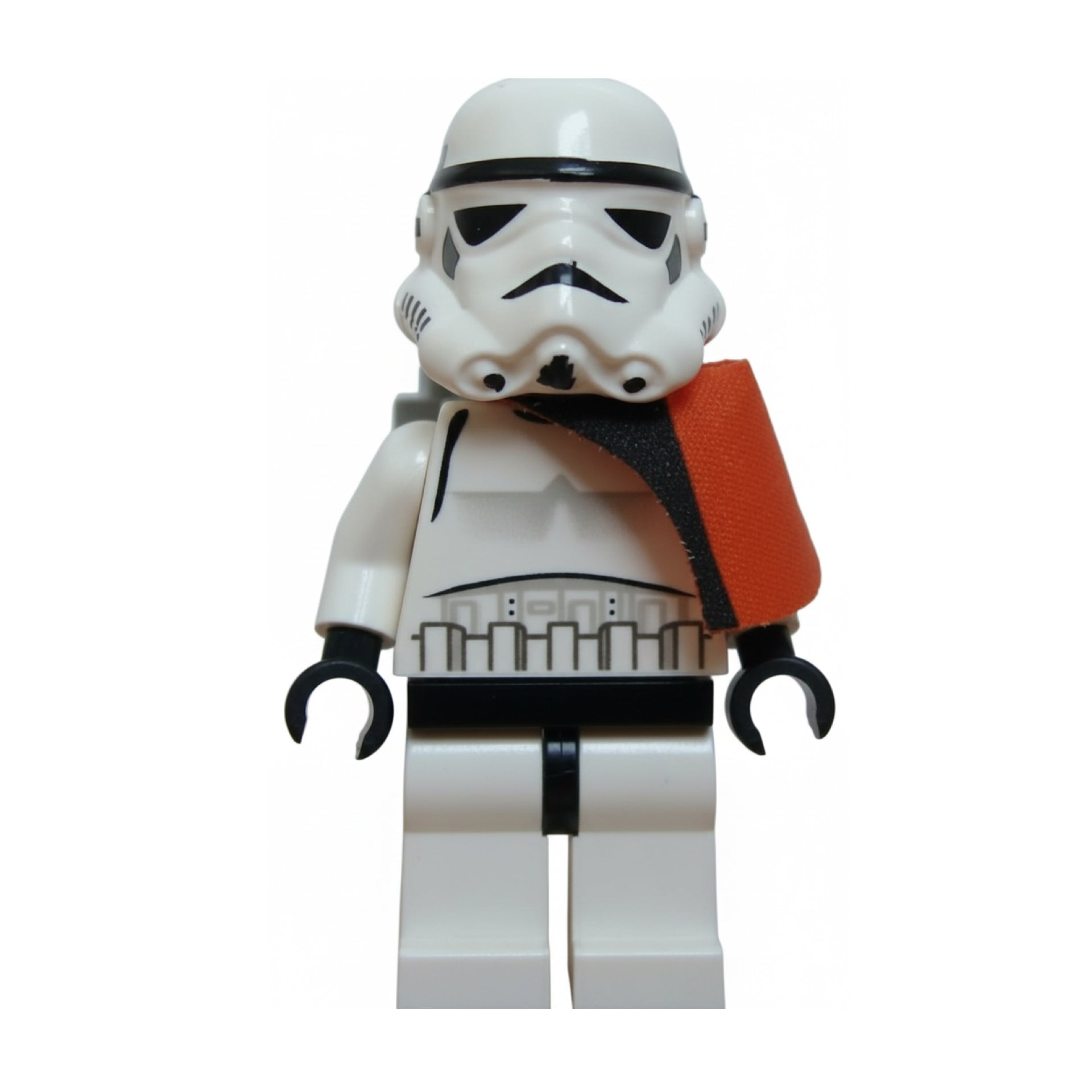 Sandtrooper - Orange Pauldron (Solid), No Survival Backpack, No Dirt Stains, Helmet with Solid Mouth Pattern and Solid Black Head Item No: sw0109a
