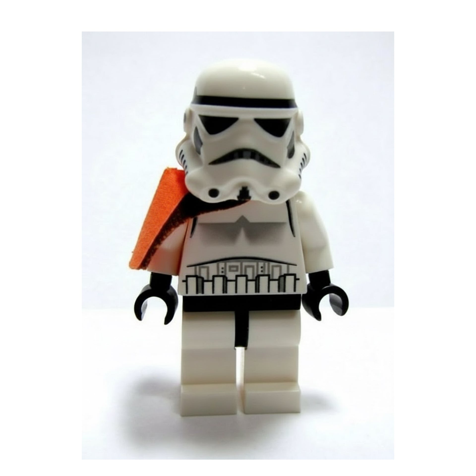 Sandtrooper - Orange Pauldron (Solid), No Survival Backpack, No Dirt Stains, Helmet with Dotted Mouth Pattern and Solid Black Head Item No: sw0199