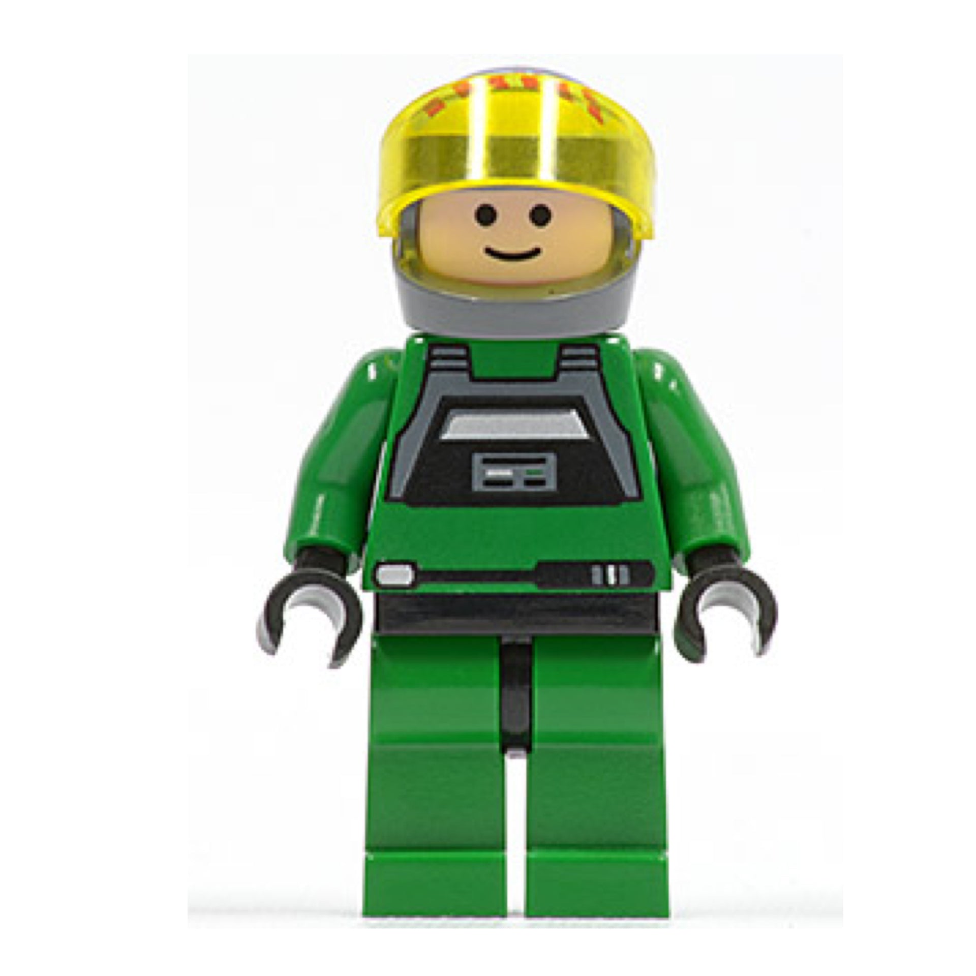 Rebel Pilot A-wing - Light Nougat Head, Trans-Yellow Visor, Green Jumpsuit Item No: sw0031b