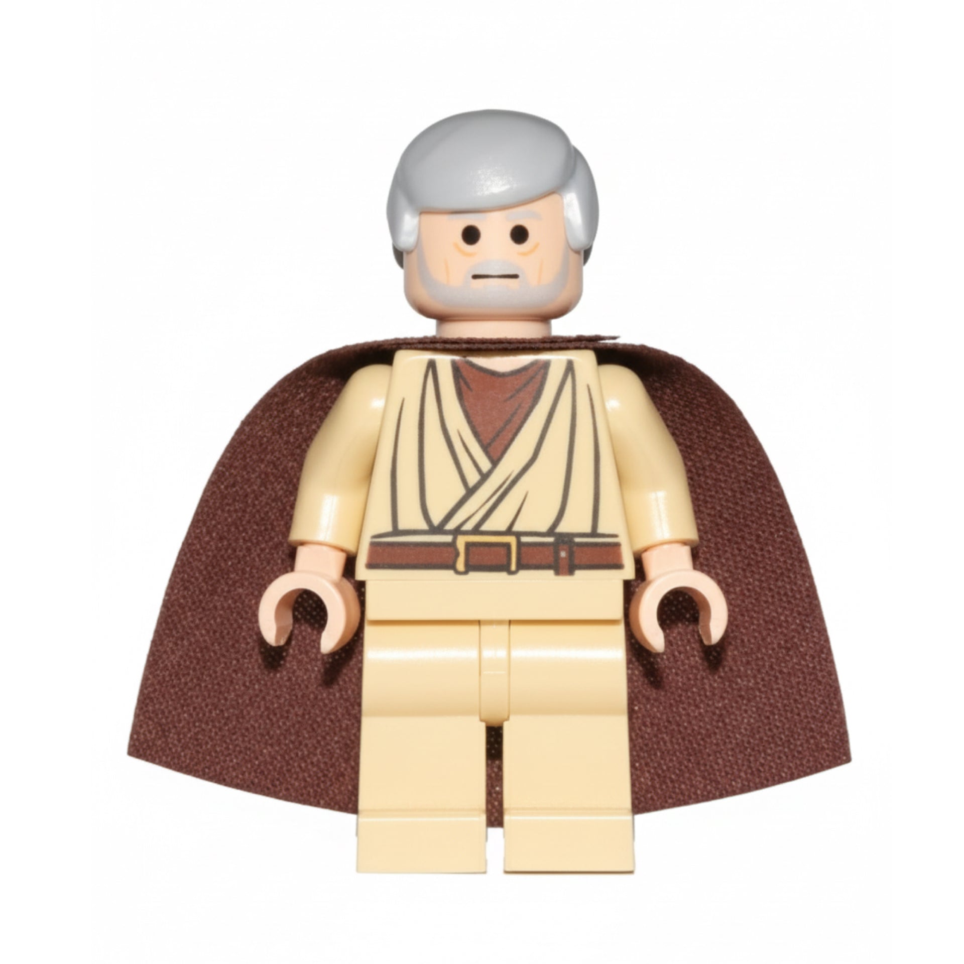Obi-Wan Kenobi - Old, Light Bluish Gray Hair and Beard, Black Eyes, Starched Fabric Cape
Item No: sw0637