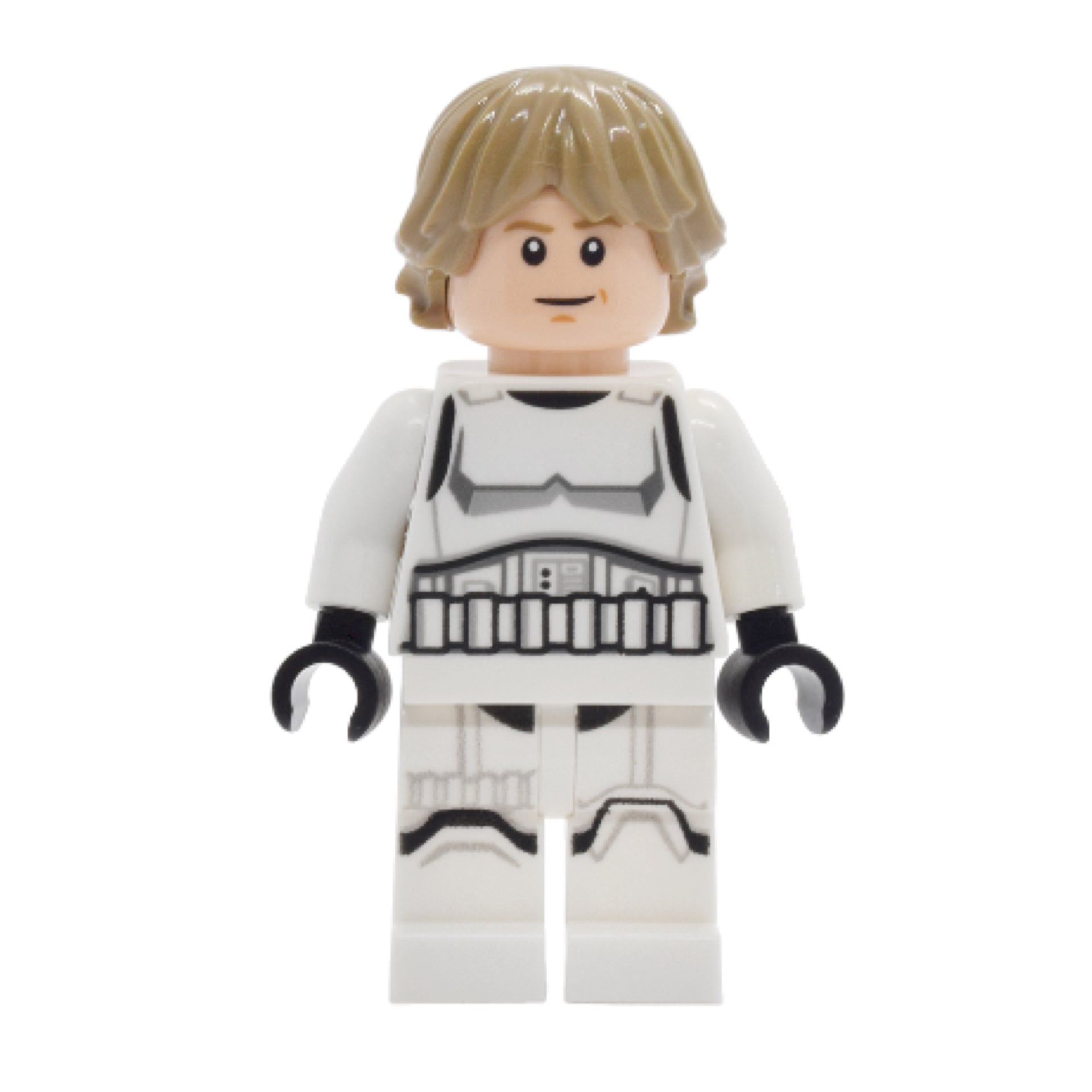 Luke Skywalker - Stormtrooper Outfit, Printed Legs, Dark Tan Hair, Smile with Crease / Frown Item No: sw1460