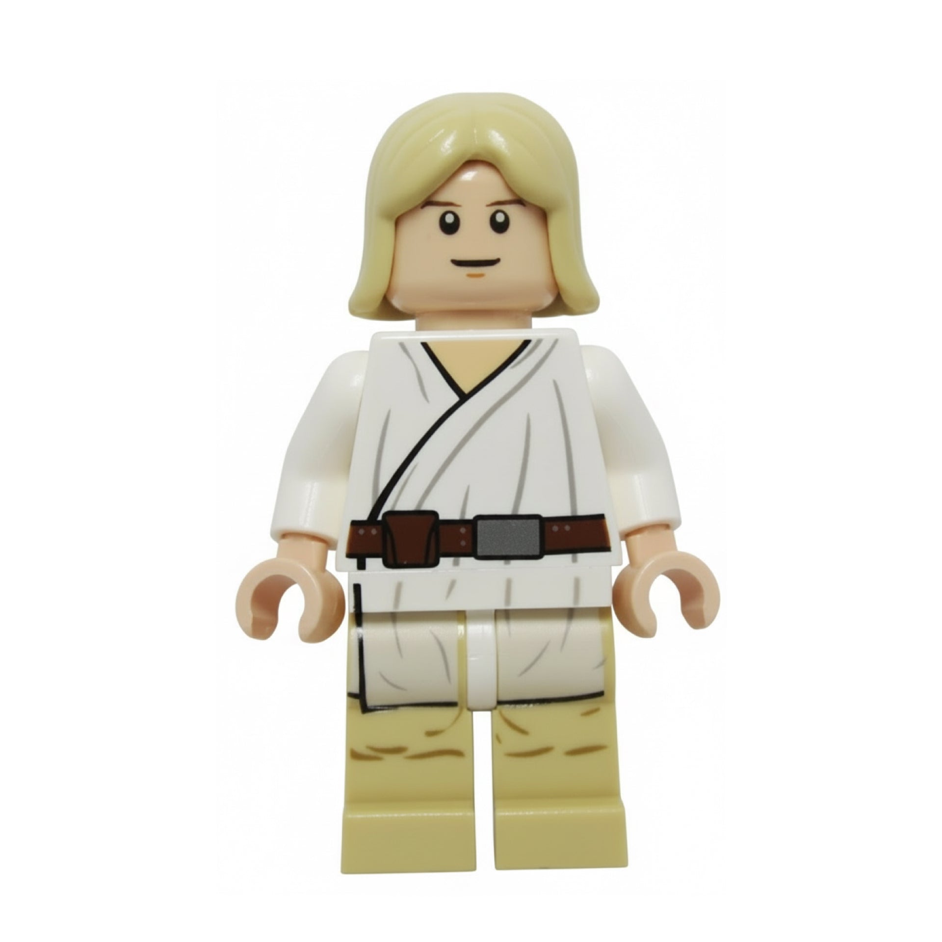 Luke Skywalker - Tatooine, Light Nougat, Long Hair, White Tunic, Tan Legs, White Glints Item No: sw0273