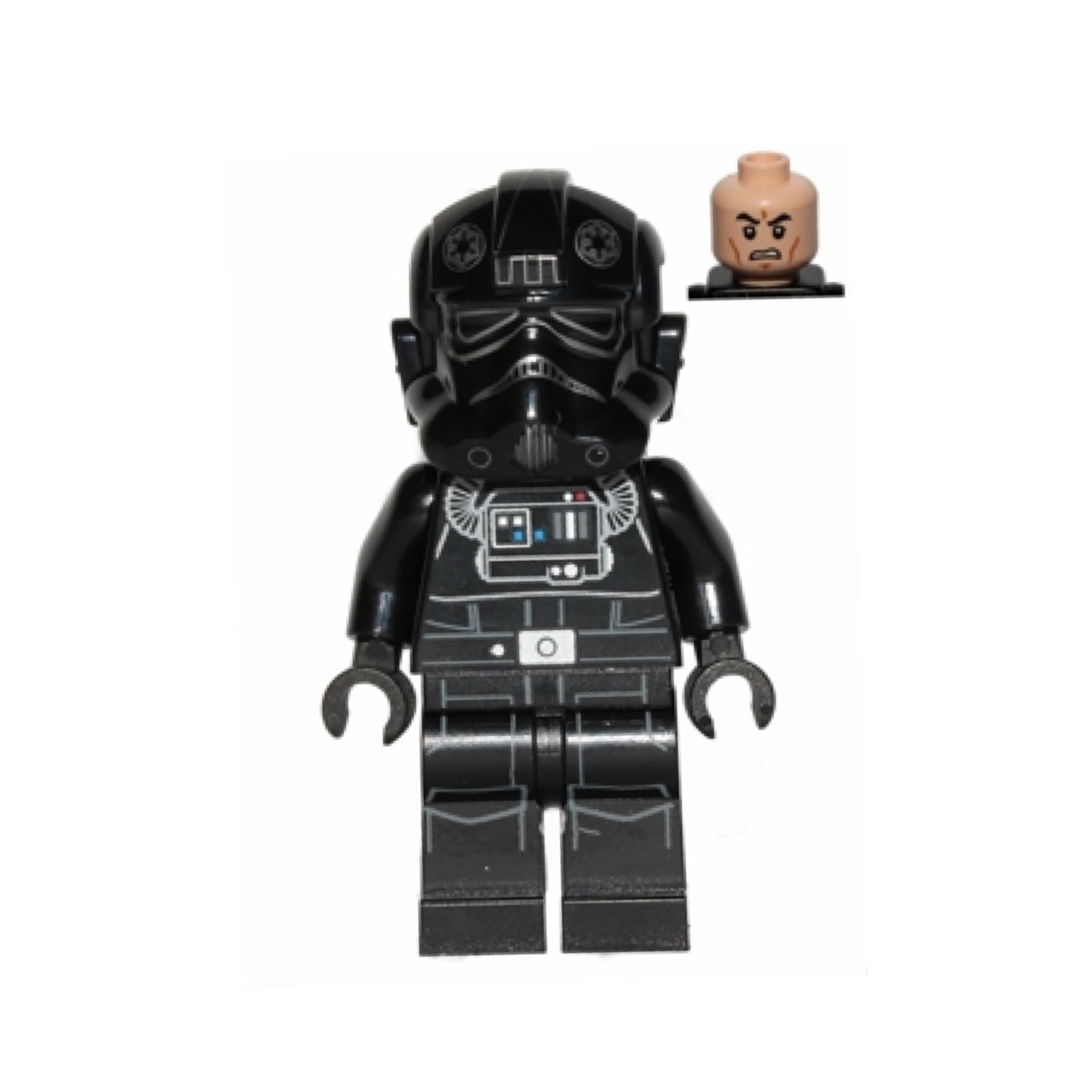 Imperial TIE Fighter Pilot - Light Nougat Head, Scowl, Silver Insignia on Helmet Item No: sw0543